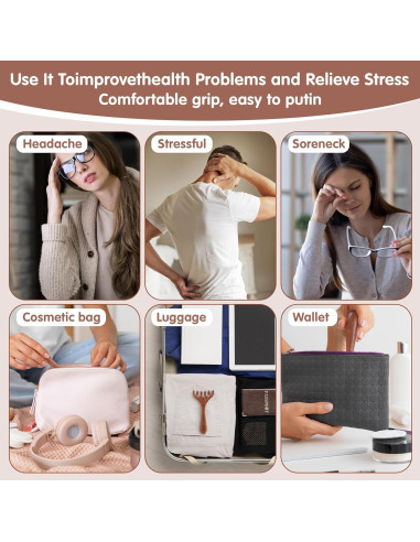 Masajeador de Cabeza Quilax 2 Piezas Madera Sándalo 14x6.7cm