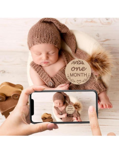 Discos de Hitos Mensuales para Bebés de Madera - 12 Tarjetas 2