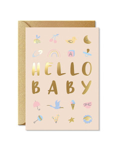 Tarjeta de Baby Shower Sweetzer & Orange con Foil Dorado 12.7x17.8 cm