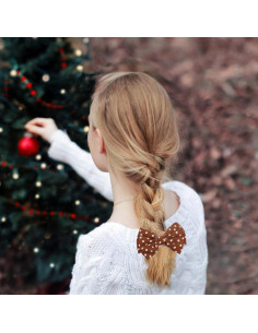 Clip de cabello con lazo de lunares Besaleck - Khaki 2