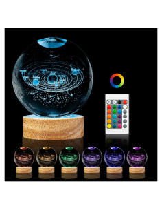 Luz Nocturna 3D Sistema Solar PYMIN3D con Control Remoto
