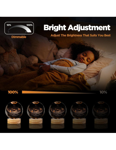 Luz Nocturna 3D Sistema Solar PYMIN3D con Control Remoto