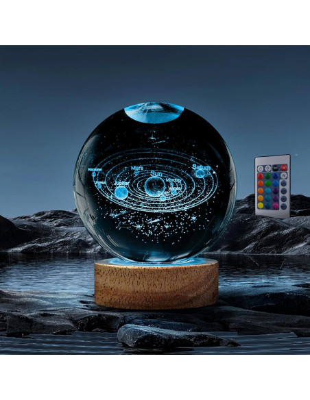 Luz Nocturna 3D Sistema Solar PYMIN3D con Control Remoto