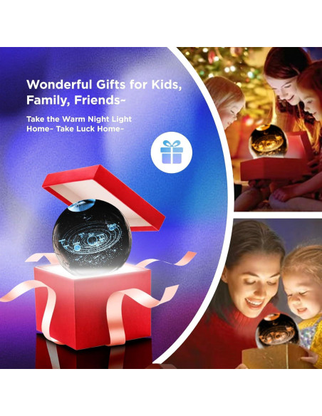 Luz Nocturna 3D Sistema Solar PYMIN3D con Control Remoto