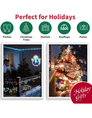 Luces de Cadena LED LAMPHOME 15m Multicolor 306 Esferas Navidad