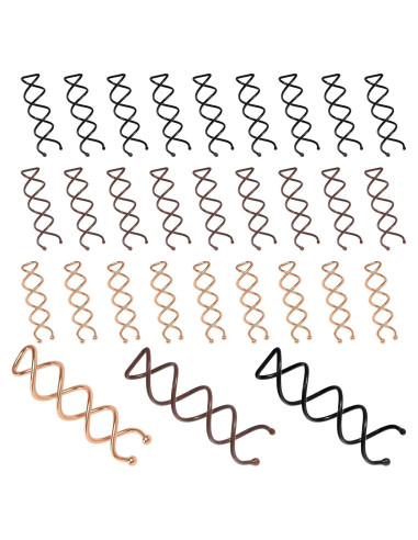 30 Horquillas Espirales KALIONE en 3 Colores 6 cm