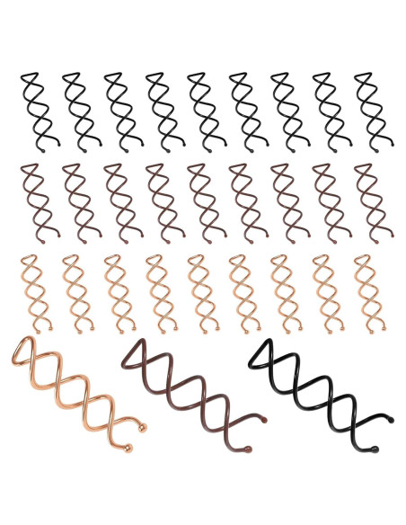 30 Horquillas Espirales KALIONE en 3 Colores 6 cm