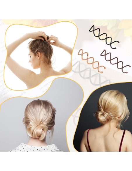 30 Horquillas Espirales KALIONE en 3 Colores 6 cm