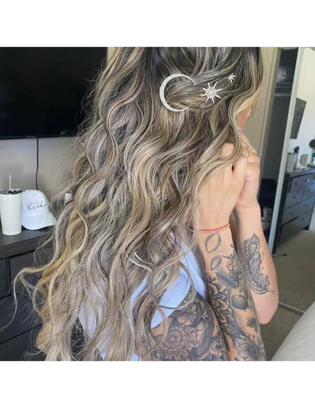 6 Clips para el Cabello Estrella y Luna mdgfge - Rhinestones