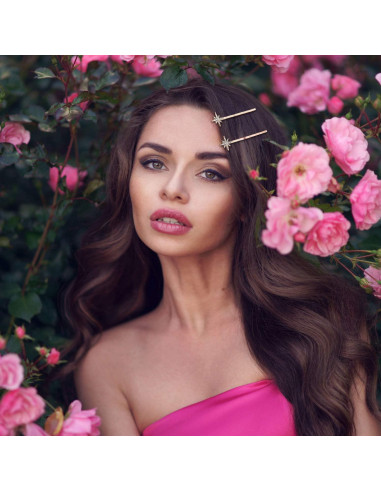 6 Clips para el Cabello Estrella y Luna mdgfge - Rhinestones