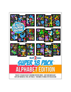 Pack de 18 Pósters para Colorear Terciopelo Difuso - Stuff2Color