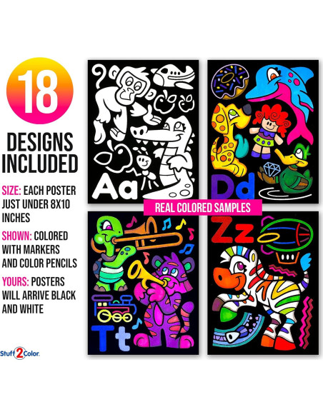 Pack de 18 Pósters para Colorear Terciopelo Difuso - Stuff2Color