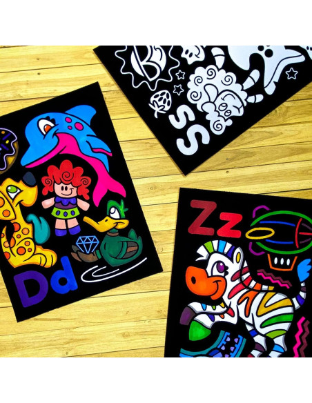 Pack de 18 Pósters para Colorear Terciopelo Difuso - Stuff2Color