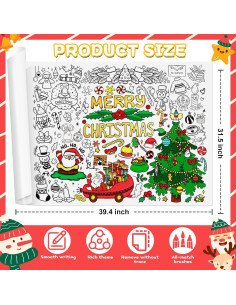 Póster Gigante para Colorear Navidad KVCSYAW 100x80 cm 2