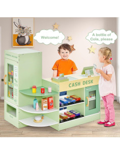 Juego de Supermercado de Madera KOTEK con Caja Registradora 13 Accesorios 2