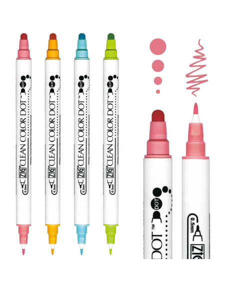 Marcadores Kuretake Zig Clean Colour Dot Set 4 Pzas 0.5mm
