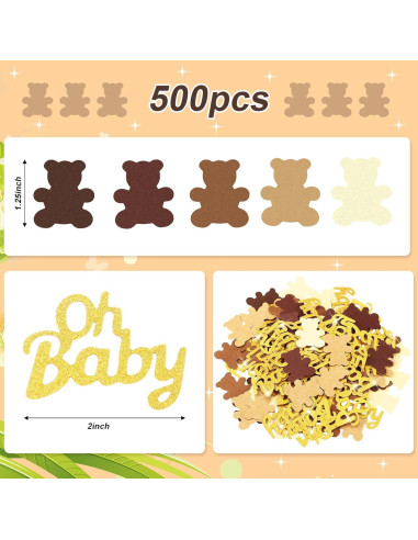 Confeti de Mesa Harloon 500 Pcs Oso y Dorado 3.5 cm
