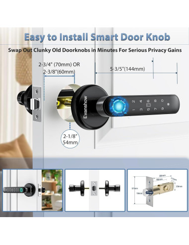 Cerradura Biométrica Evanshow 5-en-1 con App y Teclado