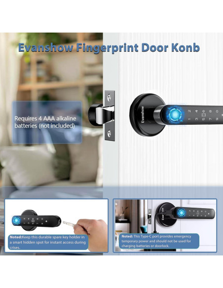 Cerradura Biométrica Evanshow 5-en-1 con App y Teclado
