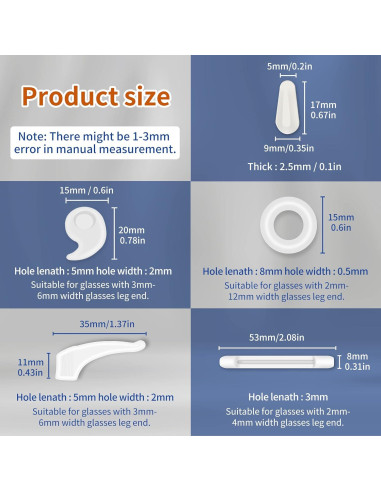 Ganchos Antideslizantes para Gafas de Oído - Silicona 6 Piezas