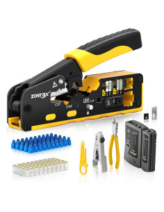 Kit de Crimpado Ethernet ZOERAX RJ45 Cat7 8 en 1 con Probador