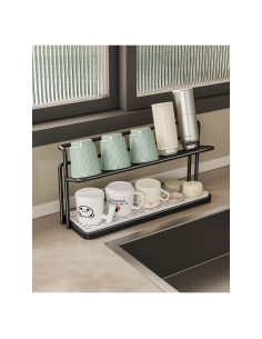 Soporte para Secar Botellas Aiusafacai Negro 2 Niveles 40x11cm