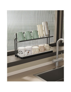 Soporte para Secar Botellas Aiusafacai Negro 2 Niveles 40x11cm 2