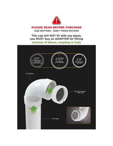 Tapa de Ventilación de PVC RAVEN 2" con Malla Acero Inoxidable