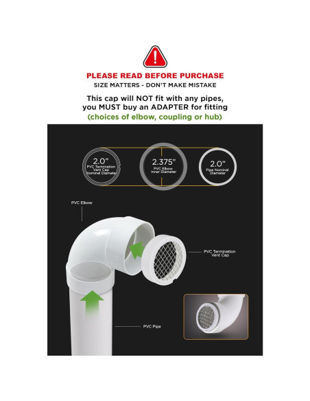 Tapa de Ventilación de PVC RAVEN 2" con Malla Acero Inoxidable