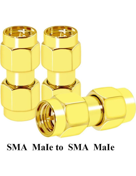 Adaptador Coaxial SMA Macho a Macho CNARIO 3 Piezas Dorado