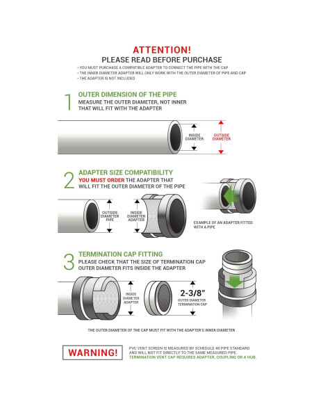 Tapa de Ventilación de PVC RAVEN 2" con Malla Acero Inoxidable