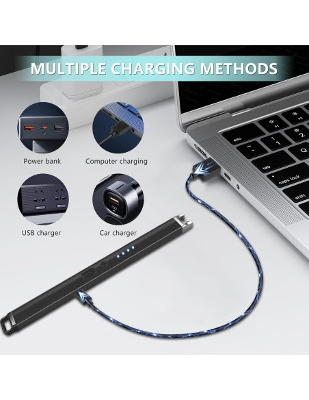 Encendedor Eléctrico Recargable KOULATE Negro con Luz LED