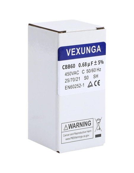 Capacitor de Funcionamiento VEXUNGA CBB60 0.68uF 450V CA