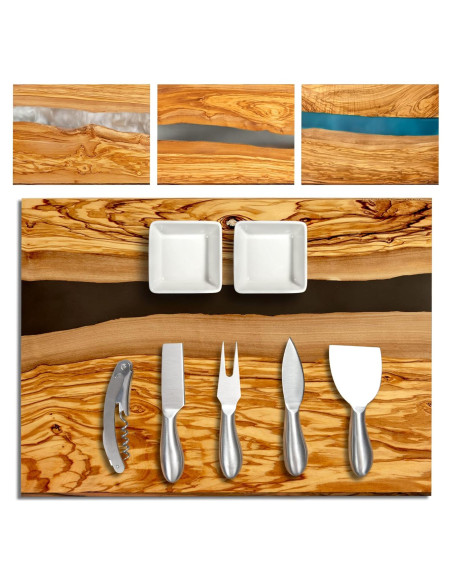 Juego de Tabla de Queso y Charcutería Parkway Home - Madera de Olivo 40x30cm