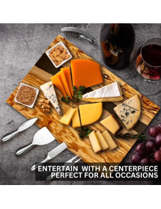 Juego de Tabla de Queso y Charcutería Parkway Home - Madera de Olivo 40x30cm 2