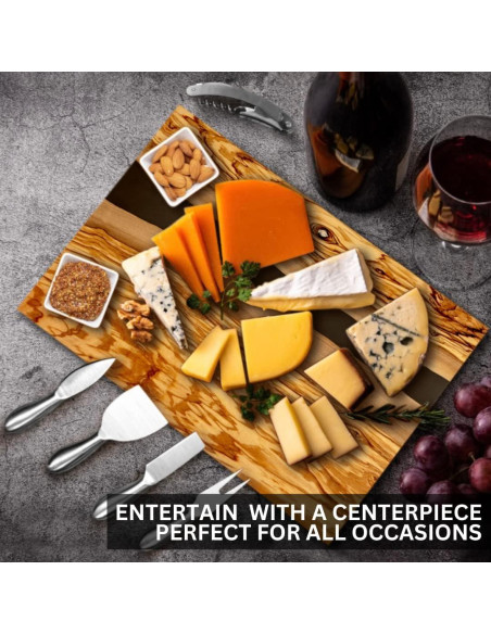 Juego de Tabla de Queso y Charcutería Parkway Home - Madera de Olivo 40x30cm