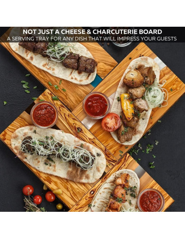 Juego de Tabla de Queso y Charcutería Parkway Home - Madera de Olivo 40x30cm