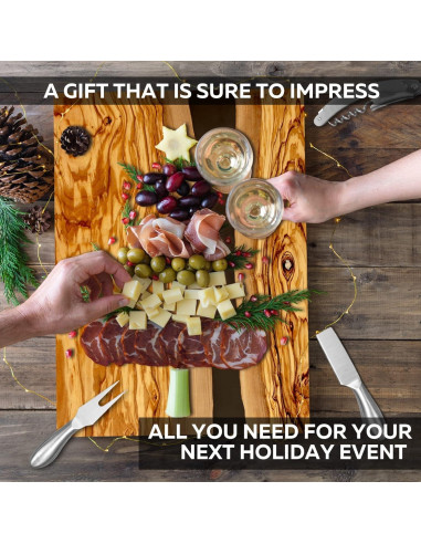 Juego de Tabla de Queso y Charcutería Parkway Home - Madera de Olivo 40x30cm