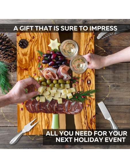 Juego de Tabla de Queso y Charcutería Parkway Home - Madera de Olivo 40x30cm