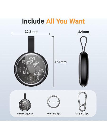 Etiquetas de Rastreo Aéreo TSIEUSL 2025 - Paquete de 4 Bluetooth