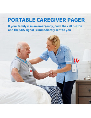 Sistema de Alerta Inalámbrico MERLRR con Botón SOS y Vibración