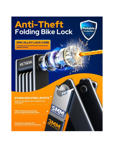 Candado Plegable VICTGOAL para Bicicleta con Soporte AirTag