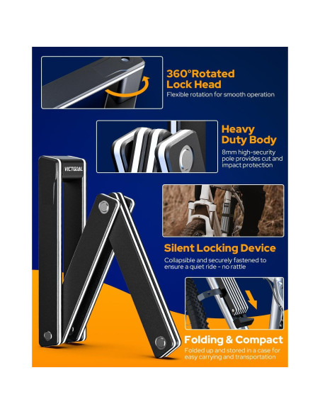 Candado Plegable VICTGOAL para Bicicleta con Soporte AirTag