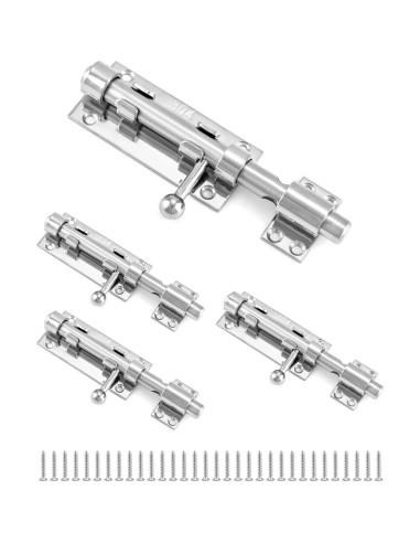 Pestillo deslizante QWORK de acero inoxidable 16 cm - Paquete de 4