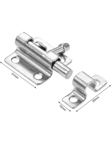 Cerradura Deslizante de Puerta Dophee, Metal Plateado, 2 Piezas