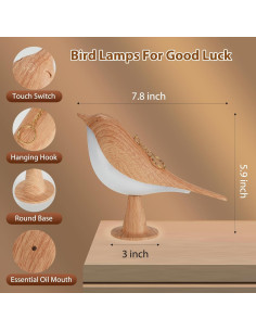Lámpara de Mesa LED Lenporl en Forma de Pájaro con Aromaterapia 2