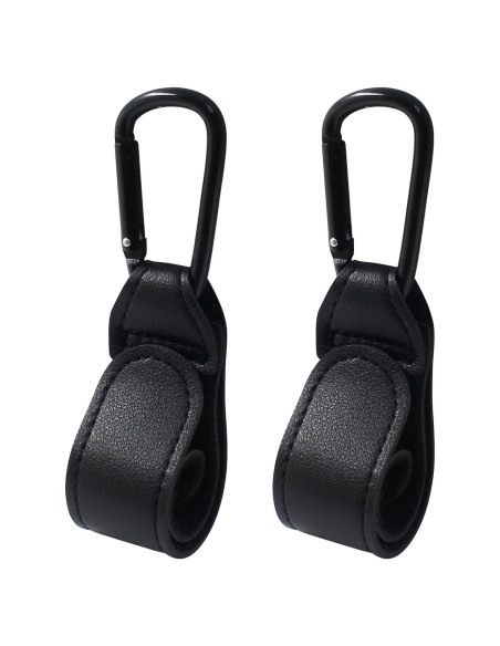 Ganchos para Carriola Bonsicoky - 2 Pcs de Cuero Negro