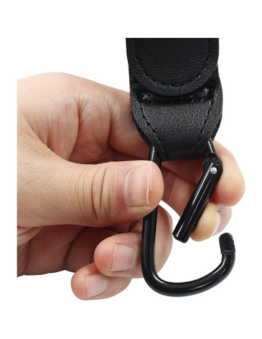 Ganchos para Carriola Bonsicoky - 2 Pcs de Cuero Negro