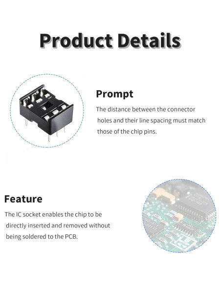10 Piezas Zócalo IC DIP 6 Pines 2.54mm FOCMKEAS