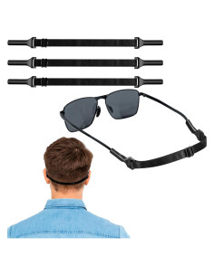 3 Soportes Ajustables para Gafas Correa Elástica Negra